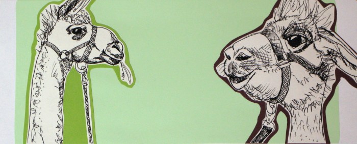 Tuschezeichnung für einen Gutschein Lamatrecking II