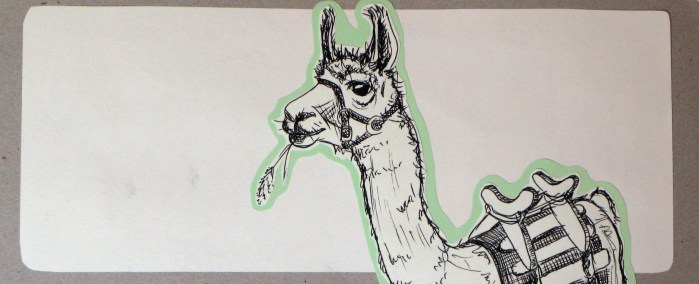 Tuschezeichnung für einen Gutschein Lamatrecking I