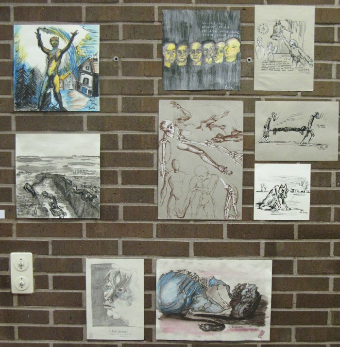 "so und so" Beitrag zur Rundgangsausstellung 2008 am IfK Gießen, eigene Zeichnungen sowie Zeichnugnen nach Kubin und Janssen 